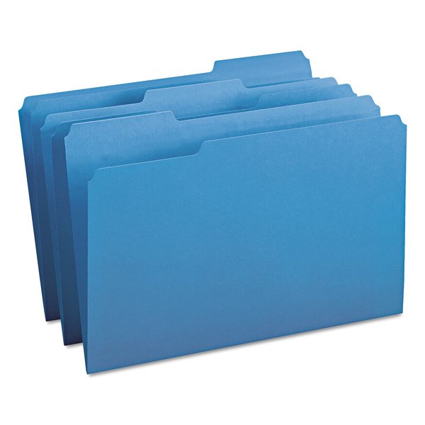 Smead File Folders, 1/3 Tab, Legal, Blue, Pk100 17043